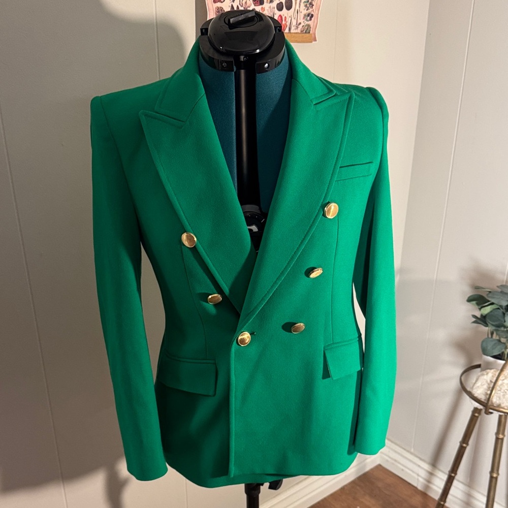 Zara Emerald Blazer with Metallic Accent Buttons